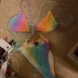 Triangl Swimwear Pastel Rainbow Bikini SIZE SMALL TOP AND MEDIUM BOTTOM